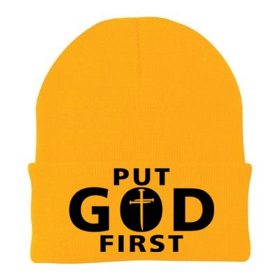 Put God First Christian 3 Nails Cross Catholic Jesus Christ Knit Cap Winter Beanie