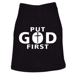 Put God First Christian 3 Nails Cross Catholic Jesus Christ Doggie Tank