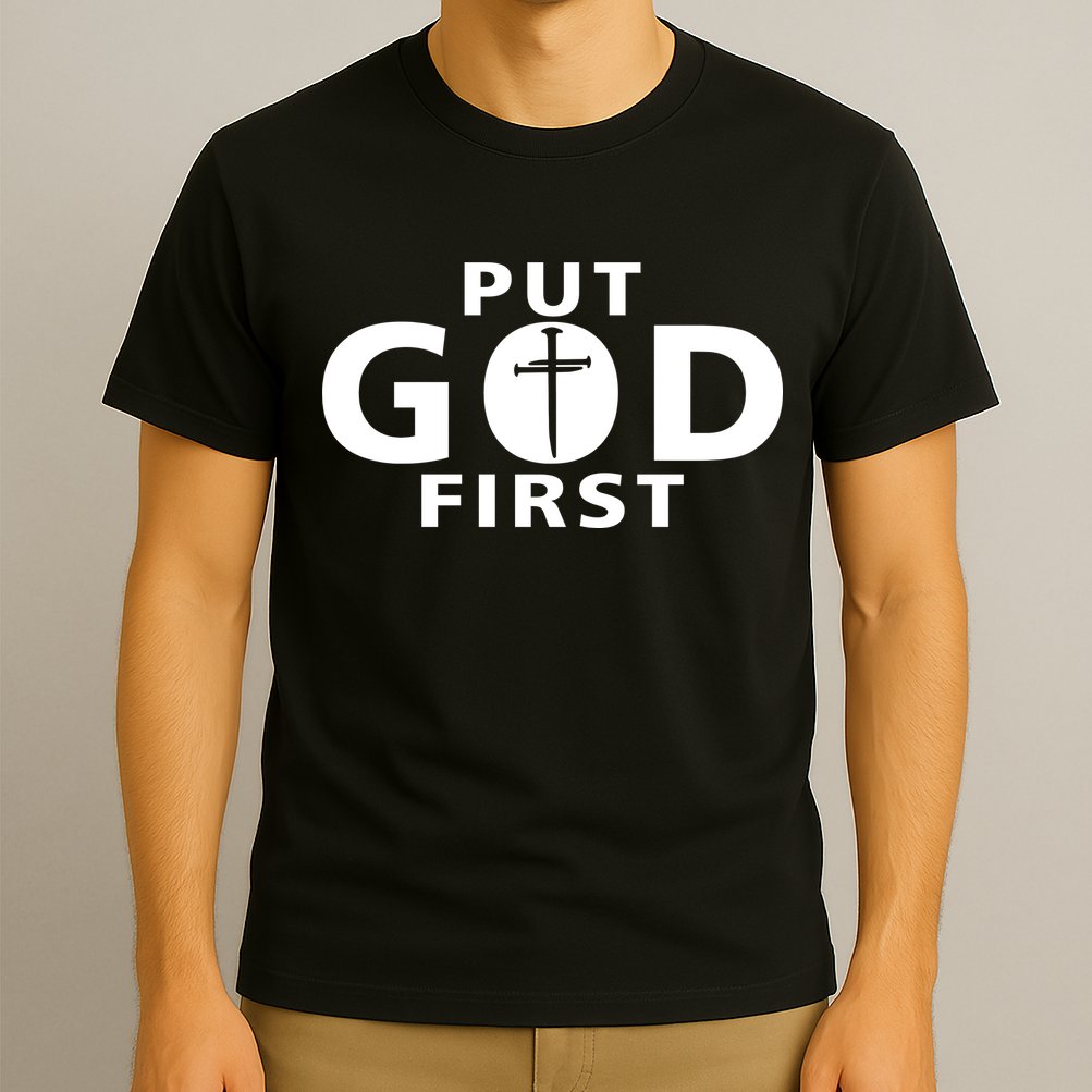 Put God First Christian 3 Nails Cross Catholic Jesus Christ T-Shirt