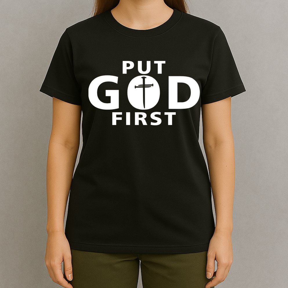 Put God First Christian 3 Nails Cross Catholic Jesus Christ T-Shirt