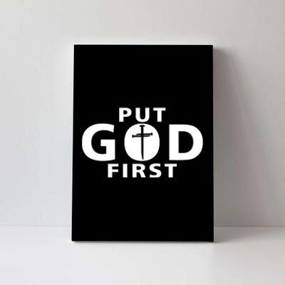 Put God First Christian 3 Nails Cross Catholic Jesus Christ Canvas