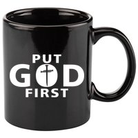 Put God First Christian 3 Nails Cross Catholic Jesus Christ 11oz C Handle Ceramic Mug