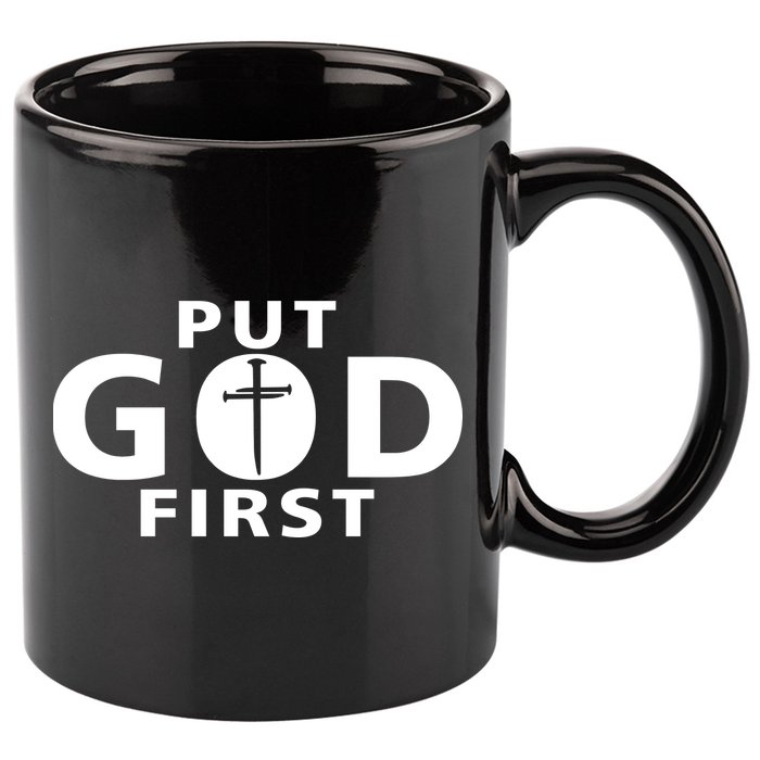 Put God First Christian 3 Nails Cross Catholic Jesus Christ 11oz C Handle Ceramic Mug