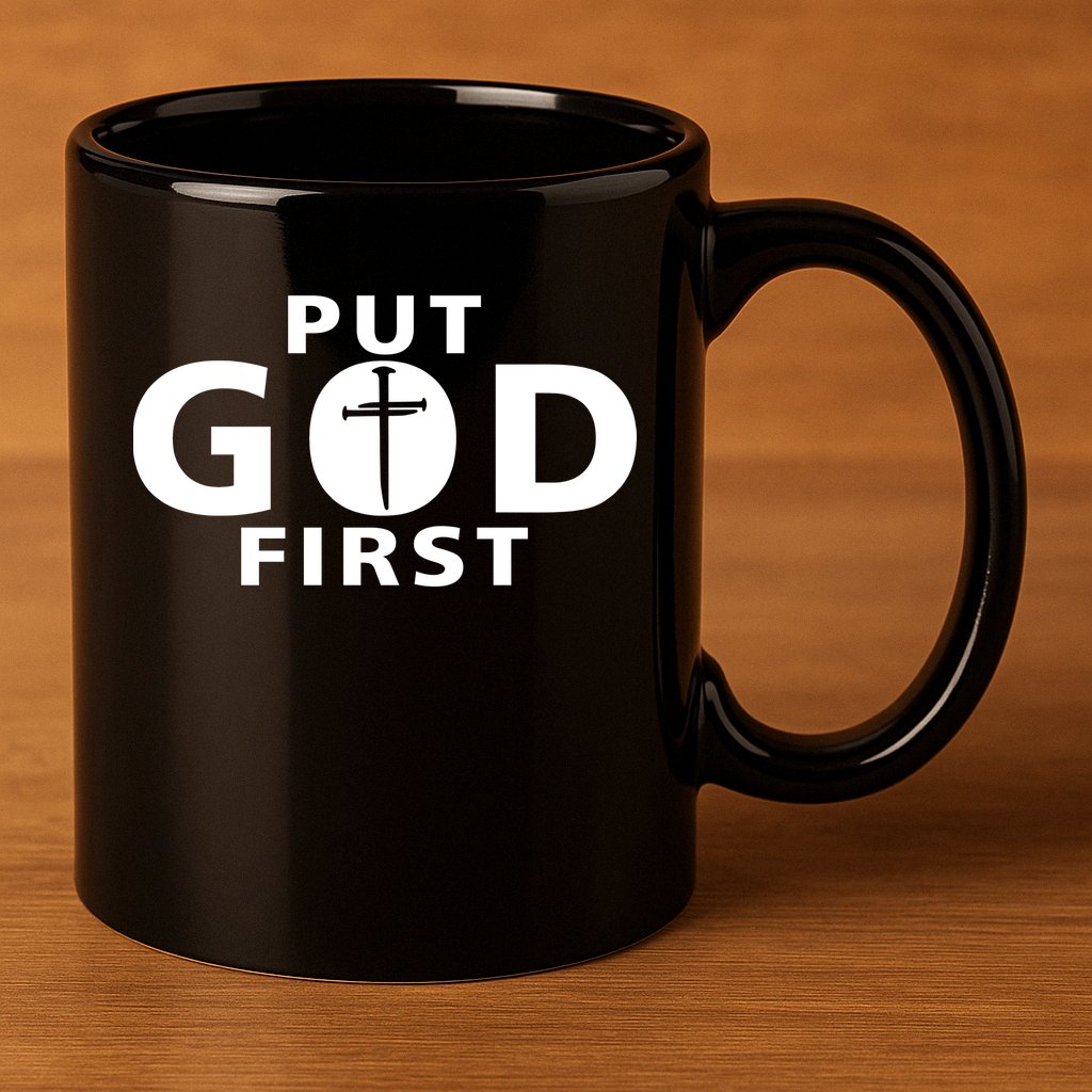 Put God First Christian 3 Nails Cross Catholic Jesus Christ 11oz C Handle Ceramic Mug