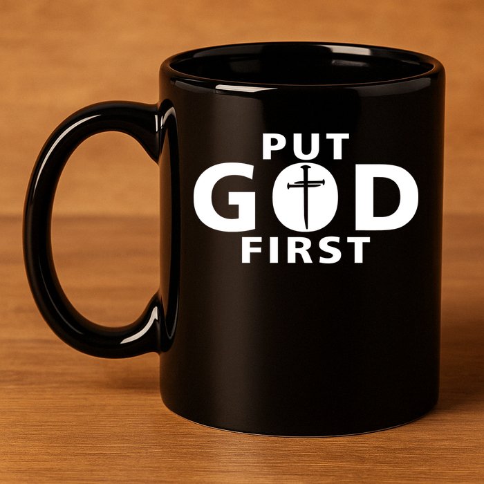 Put God First Christian 3 Nails Cross Catholic Jesus Christ 11oz C Handle Ceramic Mug