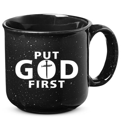 Put God First Christian 3 Nails Cross Catholic Jesus Christ 15oz Campfire Ceramic Mug