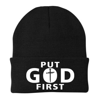 Put God First Christian 3 Nails Cross Catholic Jesus Christ Knit Cap Winter Beanie
