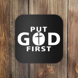 Put God First Christian 3 Nails Cross Catholic Jesus Christ Coaster