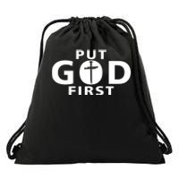 Put God First Christian 3 Nails Cross Catholic Jesus Christ Drawstring Bag