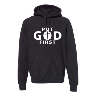 Put God First Christian 3 Nails Cross Catholic Jesus Christ Premium Hoodie