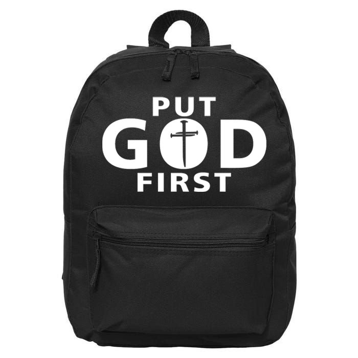 Put God First Christian 3 Nails Cross Catholic Jesus Christ 16 in Basic Backpack