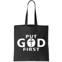 Put God First Christian 3 Nails Cross Catholic Jesus Christ Tote Bag