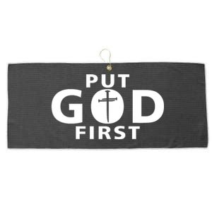 Put God First Christian 3 Nails Cross Catholic Jesus Christ Large Microfiber Waffle Golf Towel