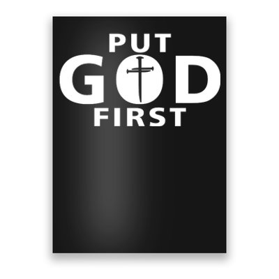 Put God First Christian 3 Nails Cross Catholic Jesus Christ Poster