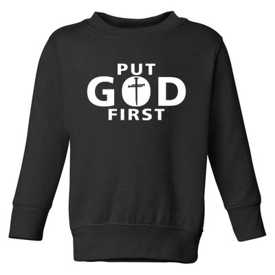 Put God First Christian 3 Nails Cross Catholic Jesus Christ Toddler Sweatshirt