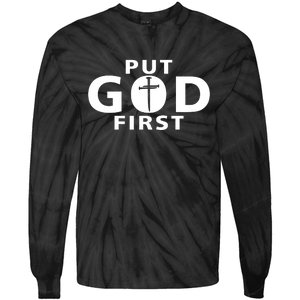 Put God First Christian 3 Nails Cross Catholic Jesus Christ Tie-Dye Long Sleeve Shirt