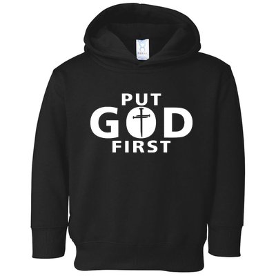 Put God First Christian 3 Nails Cross Catholic Jesus Christ Toddler Hoodie