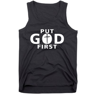 Put God First Christian 3 Nails Cross Catholic Jesus Christ Tank Top