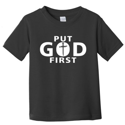 Put God First Christian 3 Nails Cross Catholic Jesus Christ Toddler T-Shirt