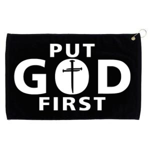 Put God First Christian 3 Nails Cross Catholic Jesus Christ Grommeted Golf Towel