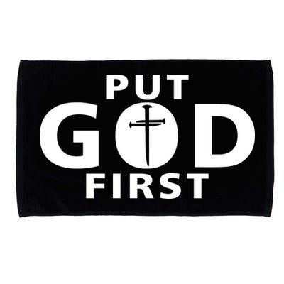Put God First Christian 3 Nails Cross Catholic Jesus Christ Microfiber Hand Towel