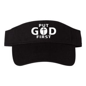 Put God First Christian 3 Nails Cross Catholic Jesus Christ Valucap Bio-Washed Visor