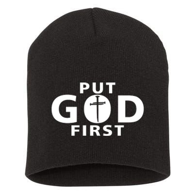 Put God First Christian 3 Nails Cross Catholic Jesus Christ Short Acrylic Beanie