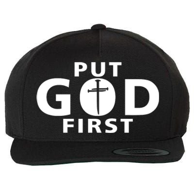 Put God First Christian 3 Nails Cross Catholic Jesus Christ Wool Snapback Cap