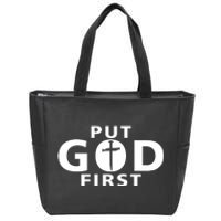 Put God First Christian 3 Nails Cross Catholic Jesus Christ Zip Tote Bag