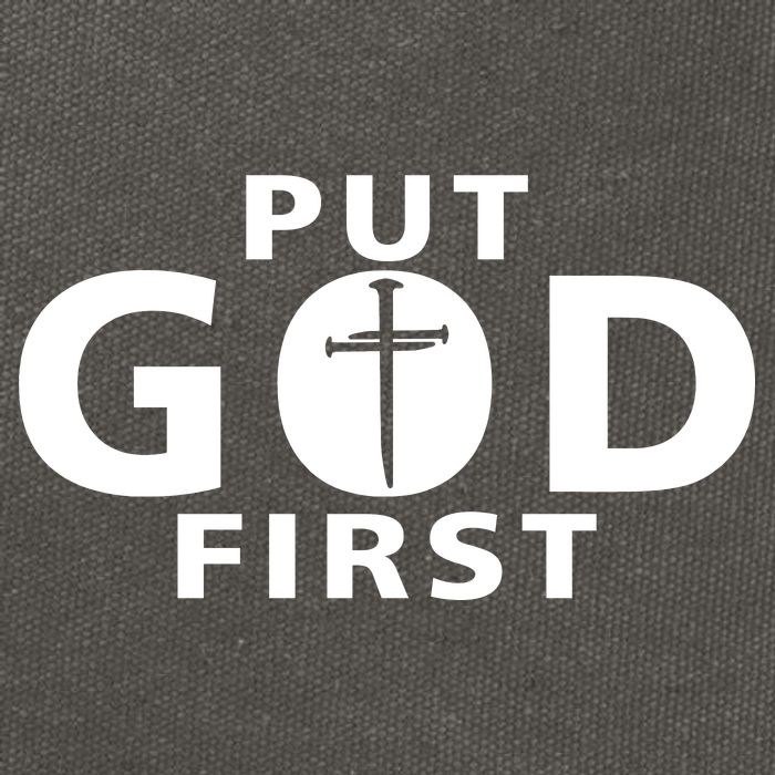 Put God First Christian 3 Nails Cross Catholic Jesus Christ Cotton Canvas Backpack