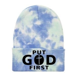 Put God First Christian 3 Nails Cross Catholic Jesus Christ Tie Dye 12in Knit Beanie