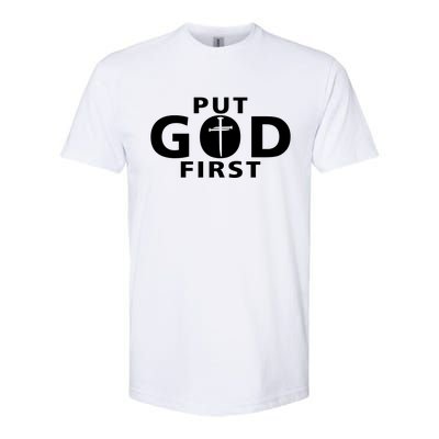 Put God First Christian 3 Nails Cross Catholic Jesus Christ Softstyle® CVC T-Shirt