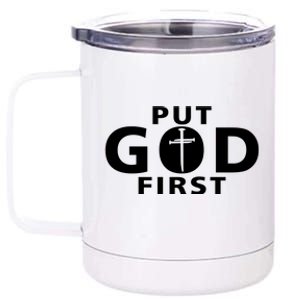 Put God First Christian 3 Nails Cross Catholic Jesus Christ 12 oz Stainless Steel Tumbler Cup