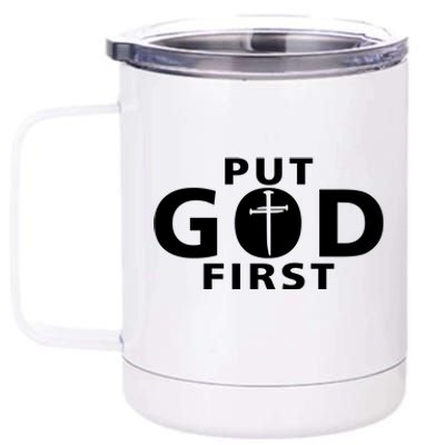 Put God First Christian 3 Nails Cross Catholic Jesus Christ 12 oz Stainless Steel Tumbler Cup