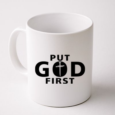 Put God First Christian 3 Nails Cross Catholic Jesus Christ Coffee Mug