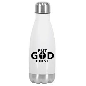 Put God First Christian 3 Nails Cross Catholic Jesus Christ Stainless Steel Insulated Water Bottle