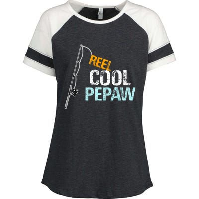 Pepaw Gift From Granddaughter Grandson Reel Cool Pepaw Enza Ladies Jersey Colorblock Tee