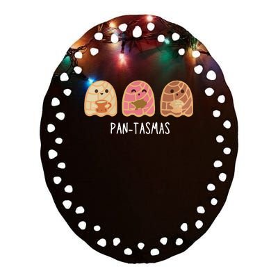 Pantasmas Ghost Funny Spooky Conchas Mexican Ghost Ceramic Oval Ornament