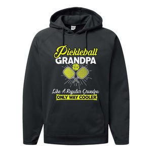 Pickleball Grandpa Funny Player Pickle Ball Performance Fleece Hoodie