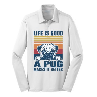 Pug Gifts For Pug Lovers Pug Mom Pug Dad Pug Dog Silk Touch Performance Long Sleeve Polo