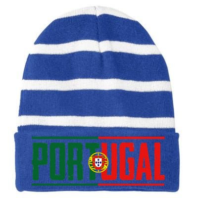 Portugal Gift For Any Portuguese Striped Beanie with Solid Band