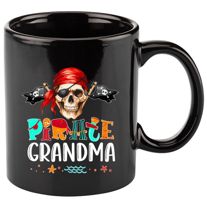 Pirate Grandma Funny Birthday Pirate Day Family Matching 11oz C Handle Ceramic Mug