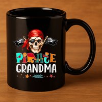 Pirate Grandma Funny Birthday Pirate Day Family Matching 11oz C Handle Ceramic Mug