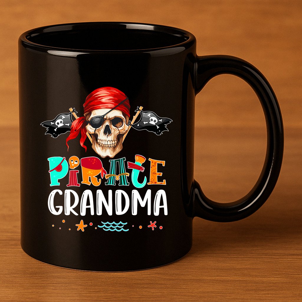 Pirate Grandma Funny Birthday Pirate Day Family Matching 11oz C Handle Ceramic Mug