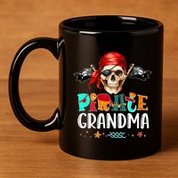 Pirate Grandma Funny Birthday Pirate Day Family Matching 11oz C Handle Ceramic Mug