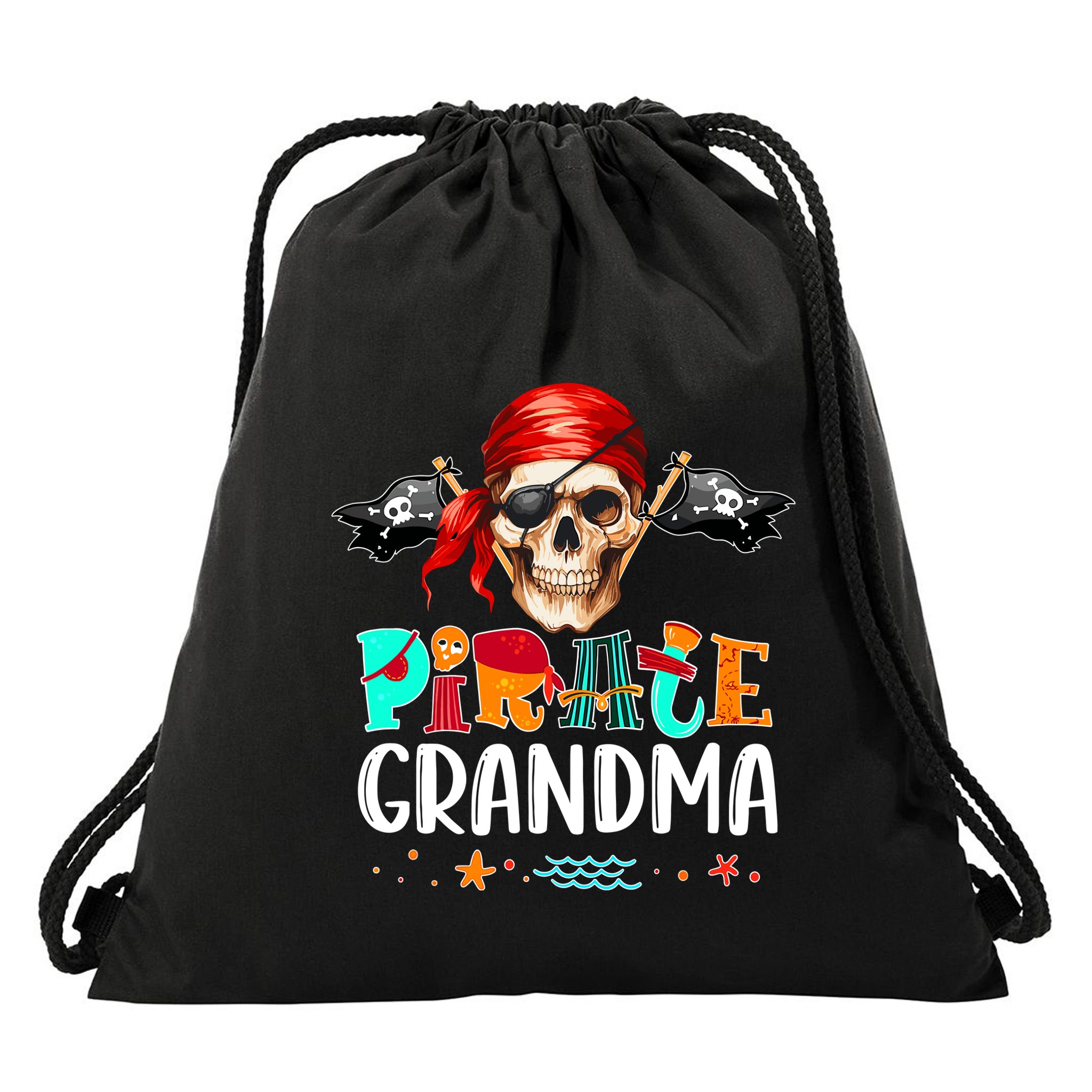 Pirate Grandma Funny Birthday Pirate Day Family Matching Drawstring Bag