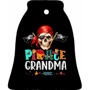 Pirate Grandma Funny Birthday Pirate Day Family Matching Ceramic Bell Ornament