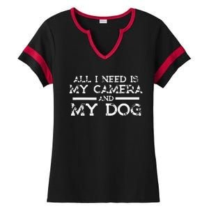 Photographer Gift Funny Photography Fan Camera And Dog Ladies Halftime Notch Neck Tee