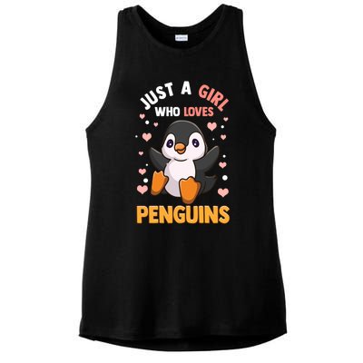 Penguin Gift For Girls Just A Girl Who Loves Penguins Gift Ladies PosiCharge Tri-Blend Wicking Tank