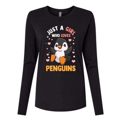 Penguin Gift For Girls Just A Girl Who Loves Penguins Gift Womens Cotton Relaxed Long Sleeve T-Shirt